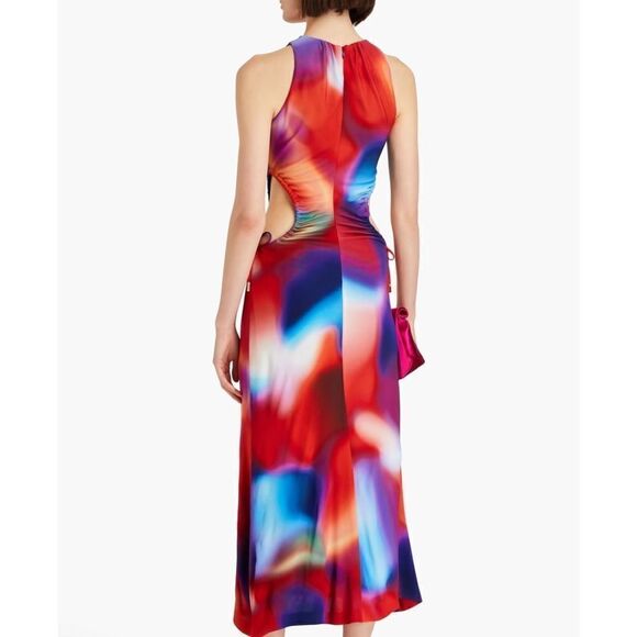 NWT REBECCA VALLANCE Del Prado cutout printed jersey midi dress size 2 $865 - Picture 10 of 16